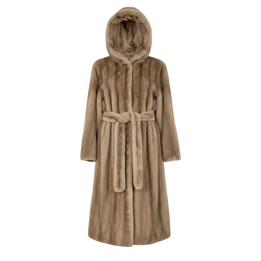 66h13《美品》 KOPENHAGEN FURS コペンハーゲンファー プラチナグレード ブルーアイリスミンク ベルテッドミンクコート 88-98-160 グレー系 ミンクファー フードu02t
