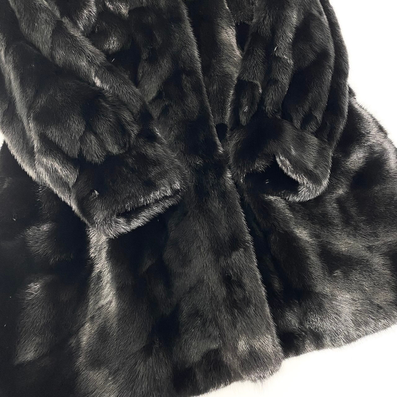 67e13 SAGA MINK ROYAL サガミンク ロイヤル 金サガ 紋様柄 ダークミンク ロングコート サイズF ブラック 最高級本毛皮 毛質 毛並み◎t18r
