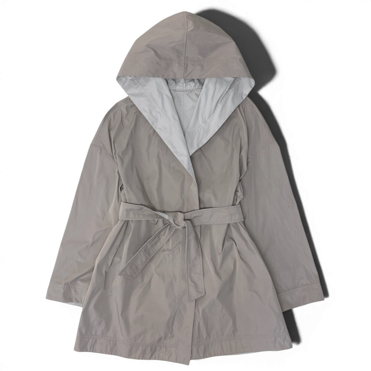 19g16 Max Mara STUDIO マックスマーラ ステュディオ フーデットコート ナイロンコート ベルト付 ベージュ レディース女性用u02t