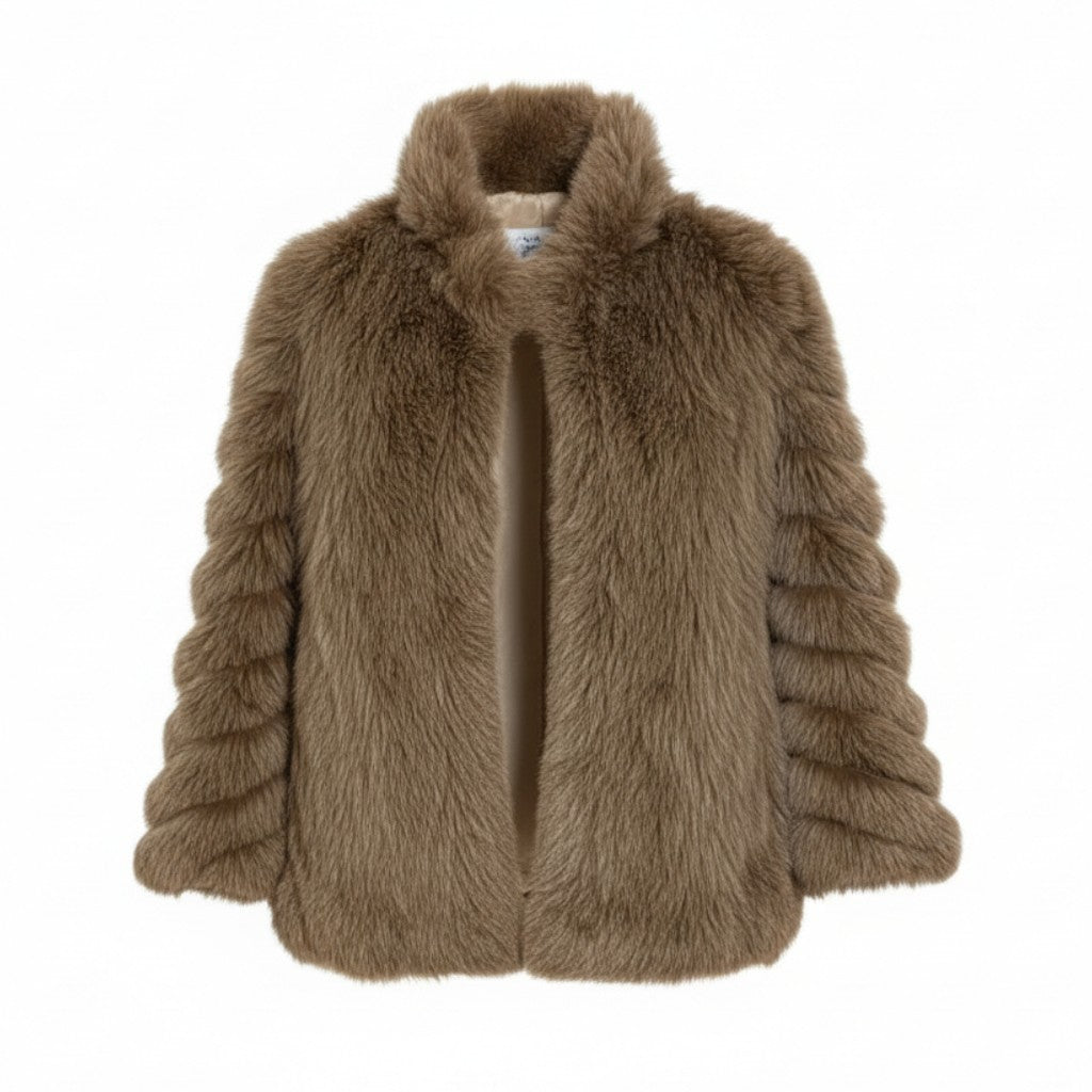 16a16 染め フォックスファーコート サイズF 茶系 本毛皮 Dyed Fox Fur Coat ポケット有t18r