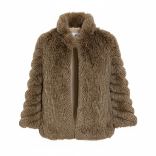 16a16 染め フォックスファーコート サイズF 茶系 本毛皮 Dyed Fox Fur Coat ポケット有t18r