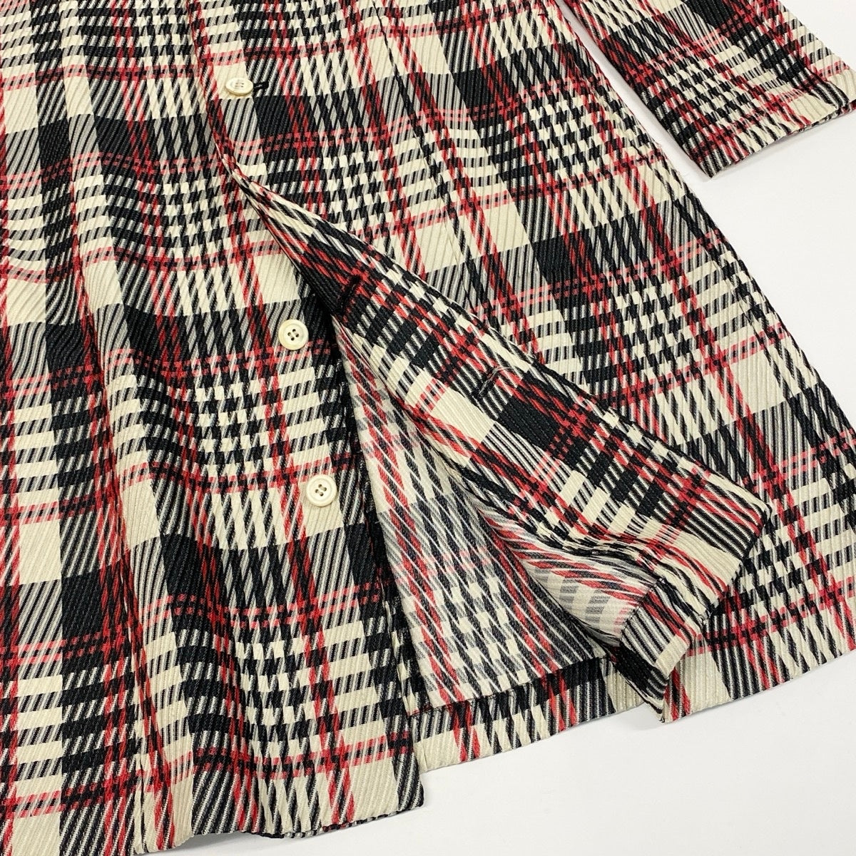 Af8 tricot COMME des GARCONS トリココムデギャルソン AD1996 90s チェック柄 ロングコート 日本製  TO-100060 ブラック レッド ホワイト ポリエステル レディースnu1