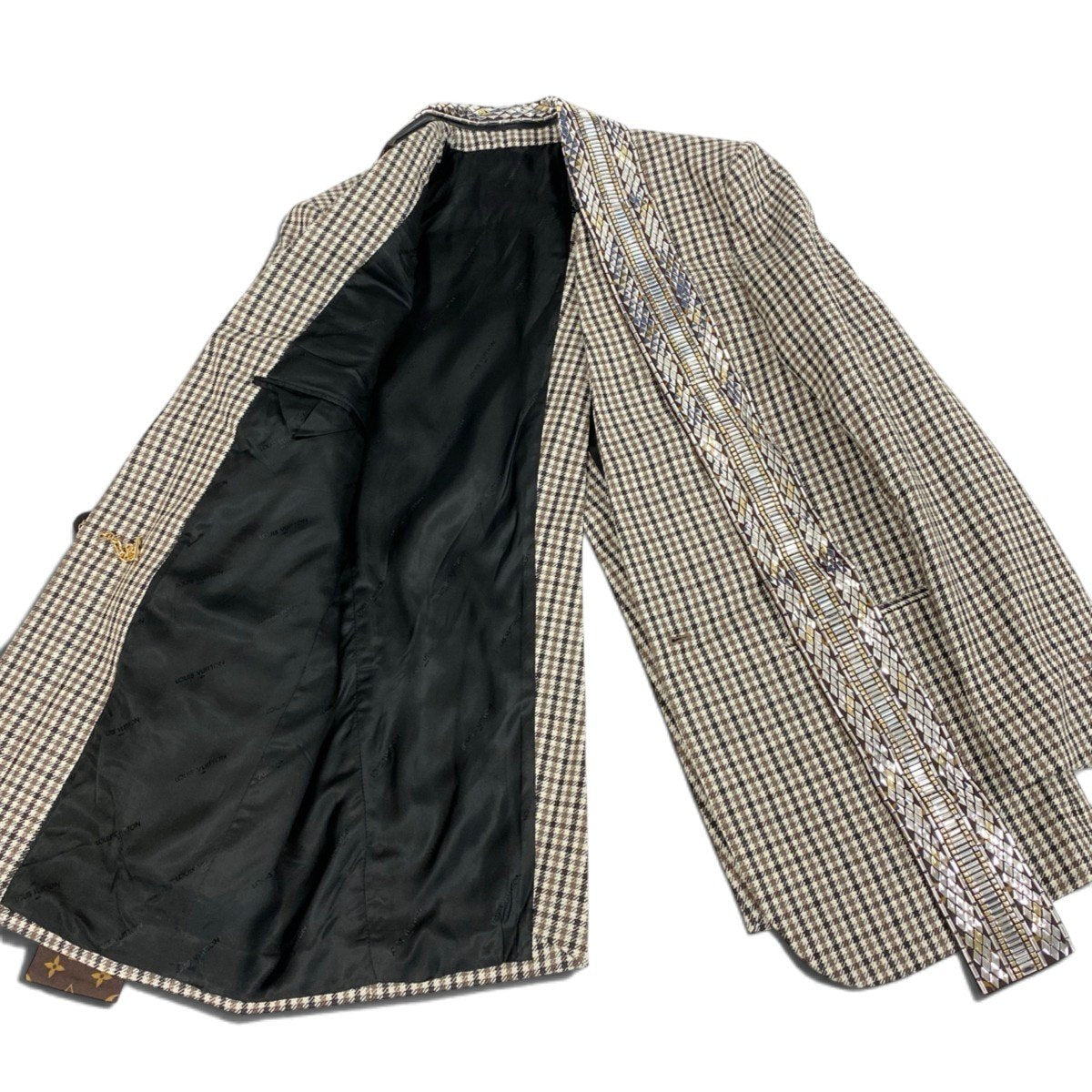 Ij19 【極美品】 LOUIS VUITTON ルイヴィトン 20aw ガンクラブチェック ノーカラージャケット RW202B YXO FJB87 サイズ38 マルチカラー ウール100％ レディースu02t