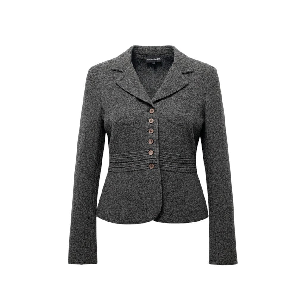 82f16 EMPORIO ARMANI エンポリオアルマーニ ウールジャケット  Deanna Spa ミスディアナ サイズ38 グレー ウール100％ レディース 女性用u02t