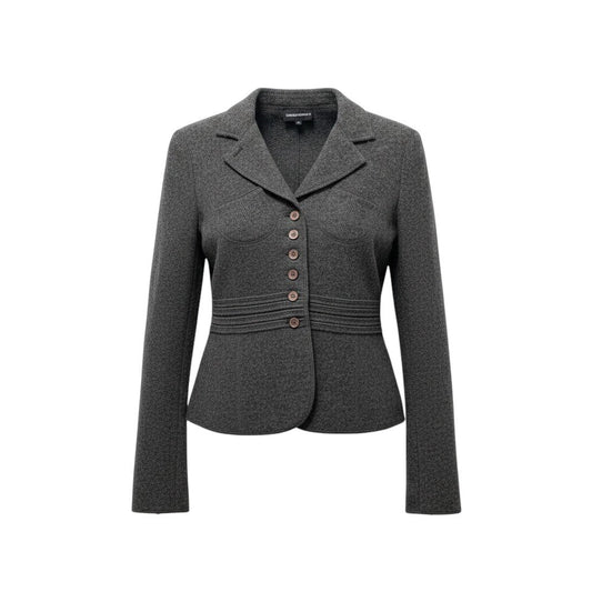 82f16 EMPORIO ARMANI エンポリオアルマーニ ウールジャケット  Deanna Spa ミスディアナ サイズ38 グレー ウール100％ レディース 女性用u02t