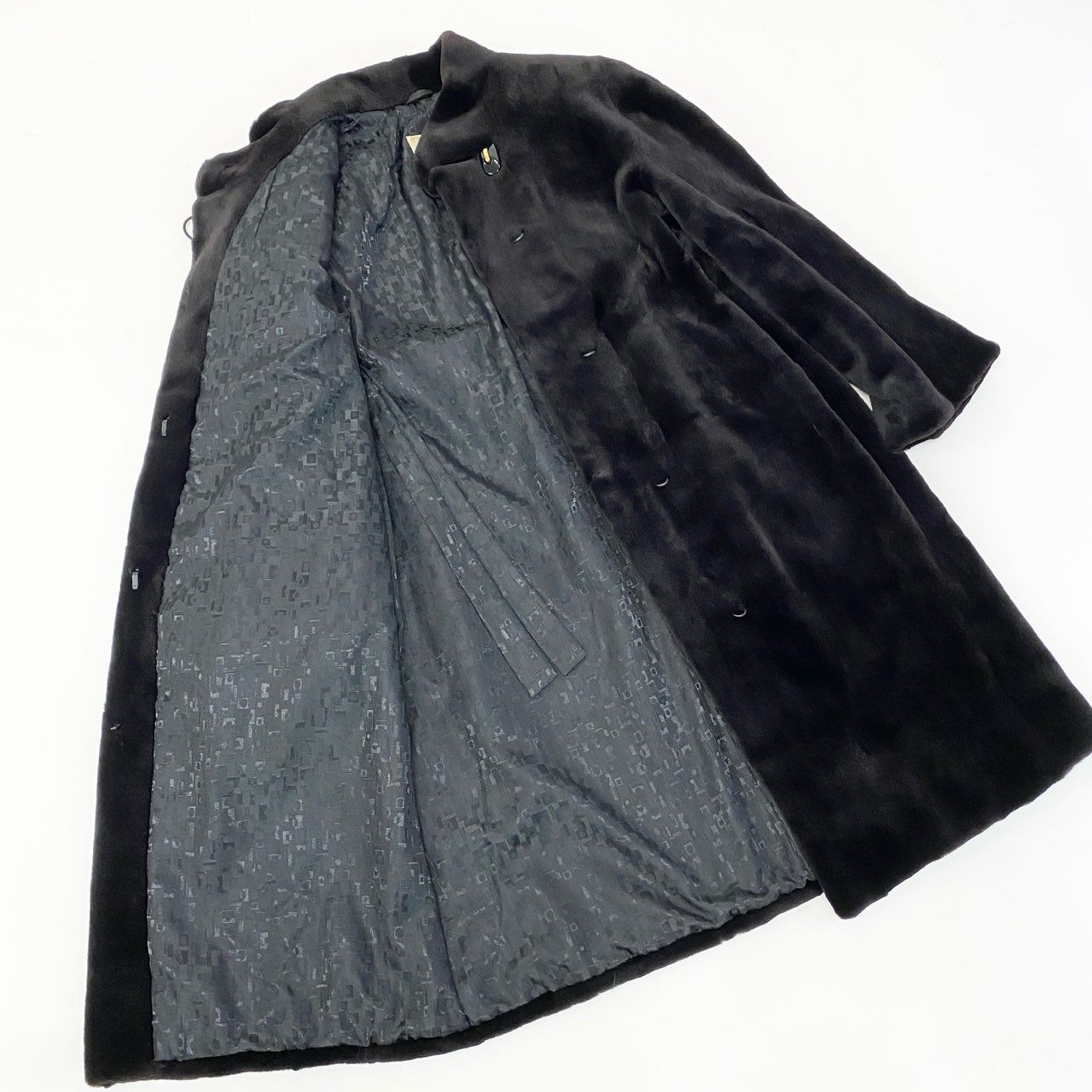 35a15 EMBA エンバ シェアードミンク 超ロングコート 丈約100cm サイズM ブラック 本毛皮 Shared Mink Fur Coatt18r