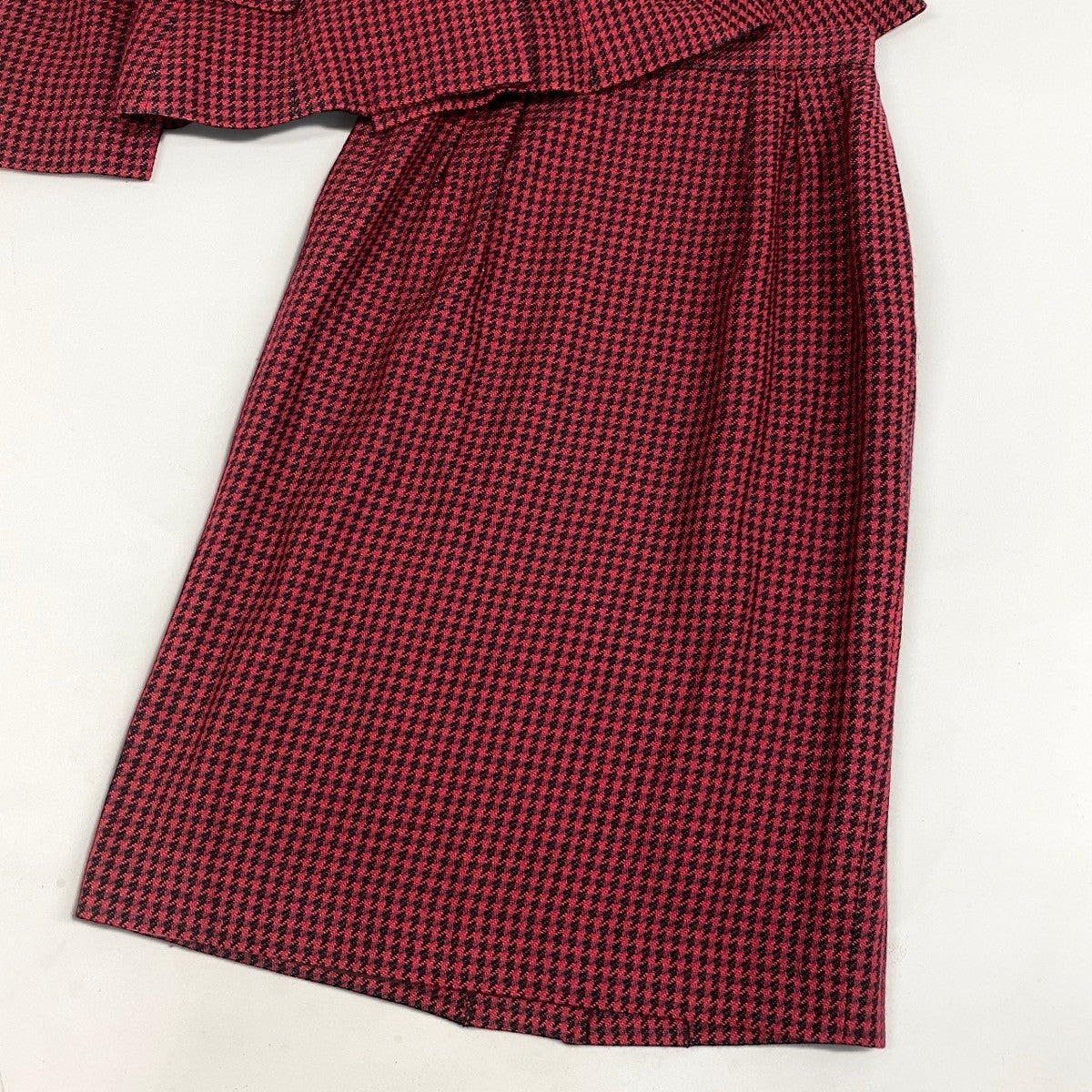 6i14 Christian Dior クリスチャンディオール スカートセットアップ テーラードジャケット スカート 千鳥格子 9サイズ レッド ブラック レディース 女性用u02t