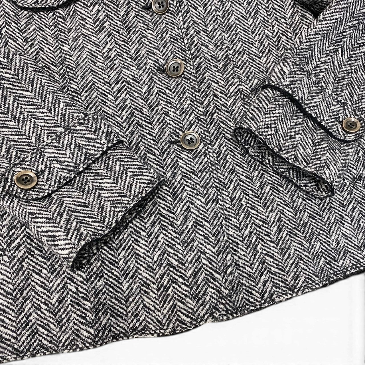 89g20 MaxMara WEEKEND LINE マックスマーラ ウィークエンドライン ヘリンボーン スタンドカラージャケット ショートコート サイズ38 ブラック ホワイト レディース女性用u02t