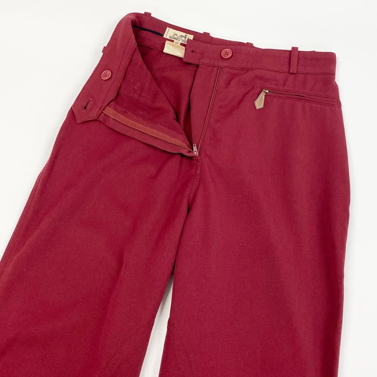 65d16 HERMES エルメス ジョッキーパンツ ジョッパーズ ロング ボトムス 伸縮ストレッチ サイズ40 ボルドー レディース 女性用u02t