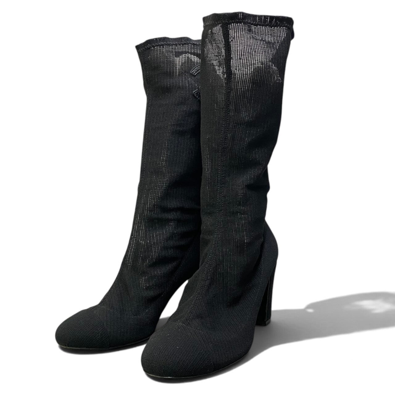 i1 CHANEL シャネル メッシュ パンプス ココマーク サイズ36 ブラック レディースk02i