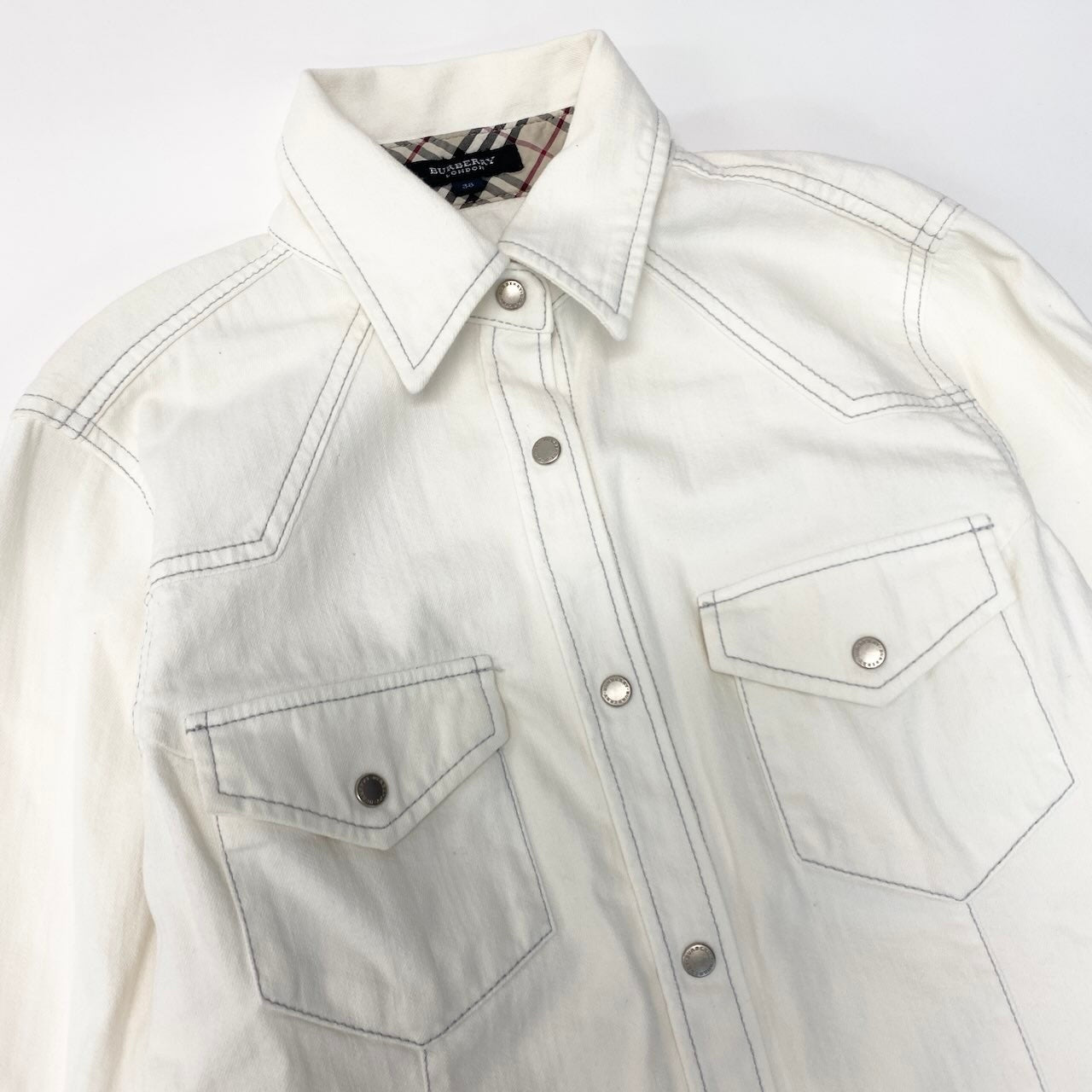 78d9 BURBERRY LONDON バーバリー ロンドン ホワイトデニム ジャケット サイズ38 ホワイト White Denim Jackett18r