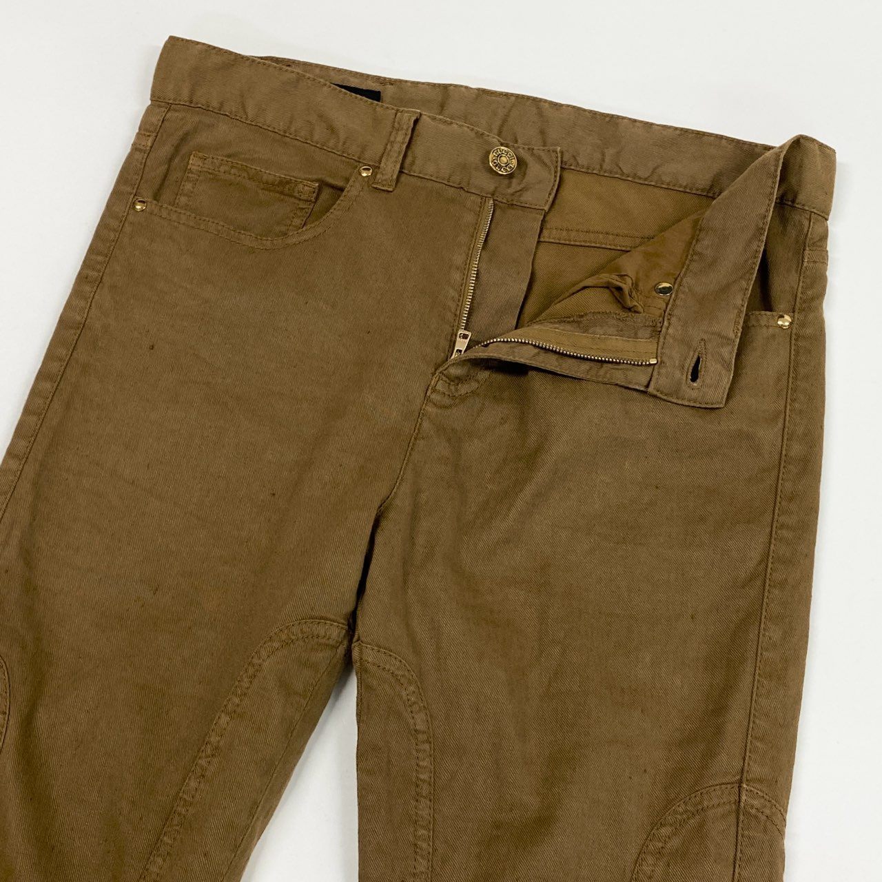 Ac2 GUCCI グッチ レースアップ ジョッパーパンツ リネンパンツ 38 ライトブラウン レディース イタリア製u02t