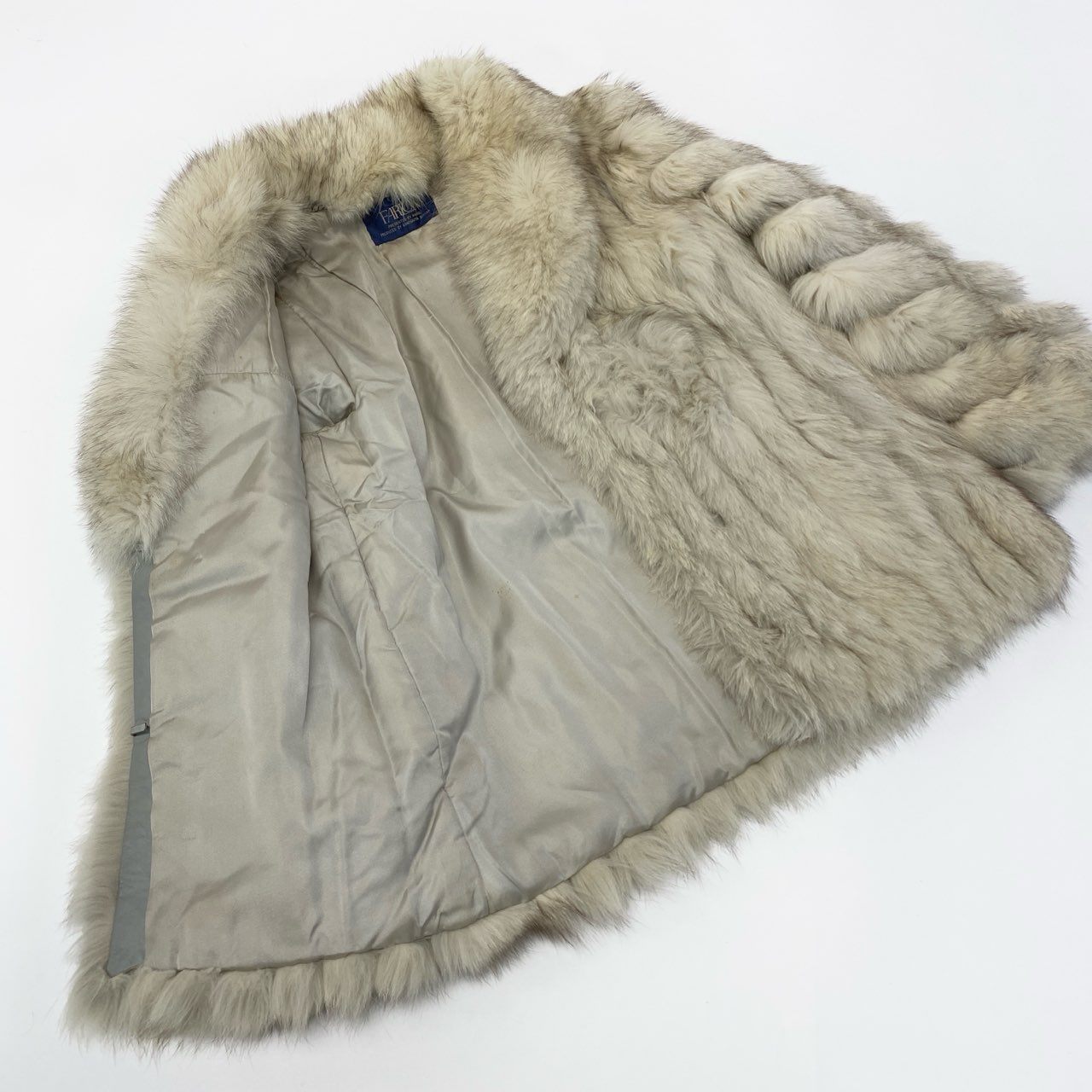 84a14 ブルーフォックス フォックスコート 毛皮コート 袖斜め段 9 ホワイト フォックスファー ジャケットt18r