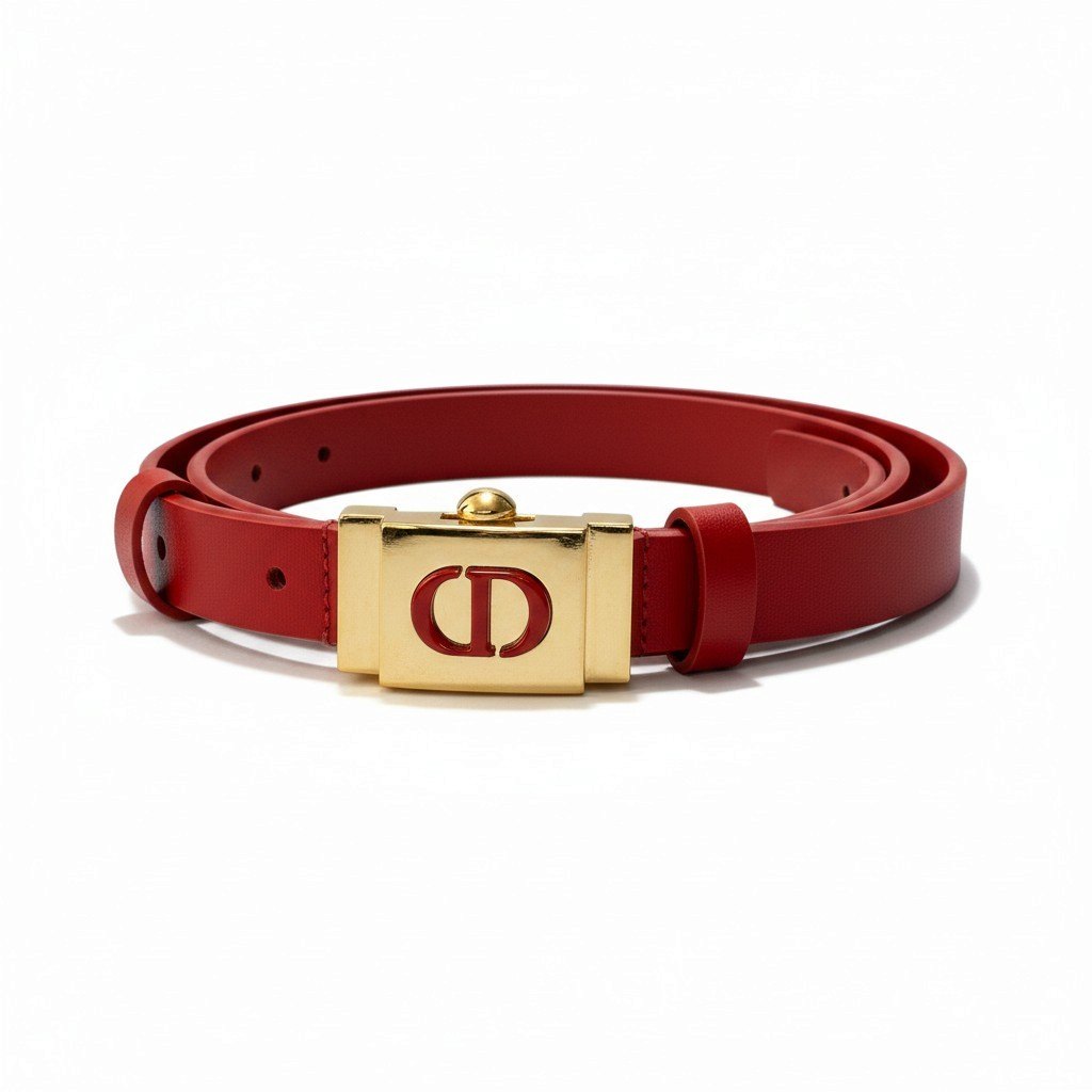 j15 《新品同様》 Christian Dior クリスチャンディオール CDロゴ レザーベルト  23-MA-0261 75 レッド レザーu02t