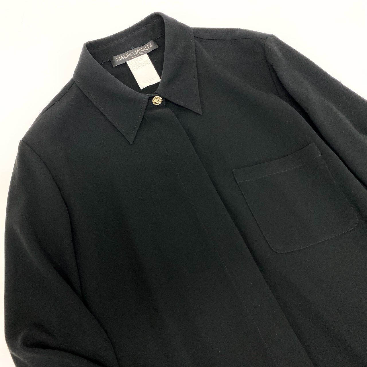 80k11 《美品》 MARINA RINALDI マリナリナルディ マックスマーラ セットアップパンツ 長袖シャツ チュニック 金ボタン テーパードパンツ ウエストゴム レディース 女性用 大きいサイズ 15 ブラックu02t