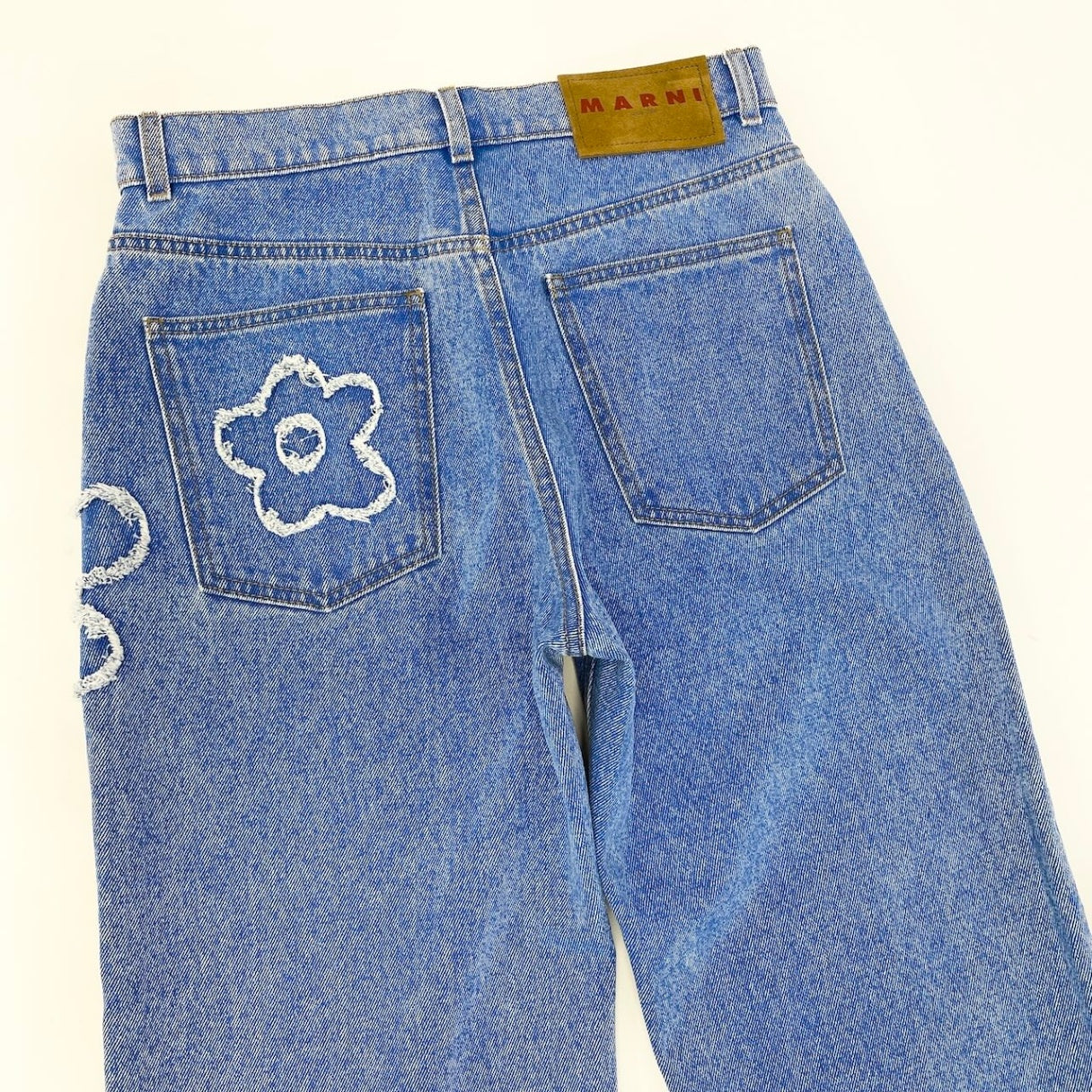 e8 《未使用品》 MARNI マルニ 25SS ボーイフレンド フラワー デニムパンツ SS25 Boy Friend Flour Denim Pants サイズ40 ブルー タグ付t18r
