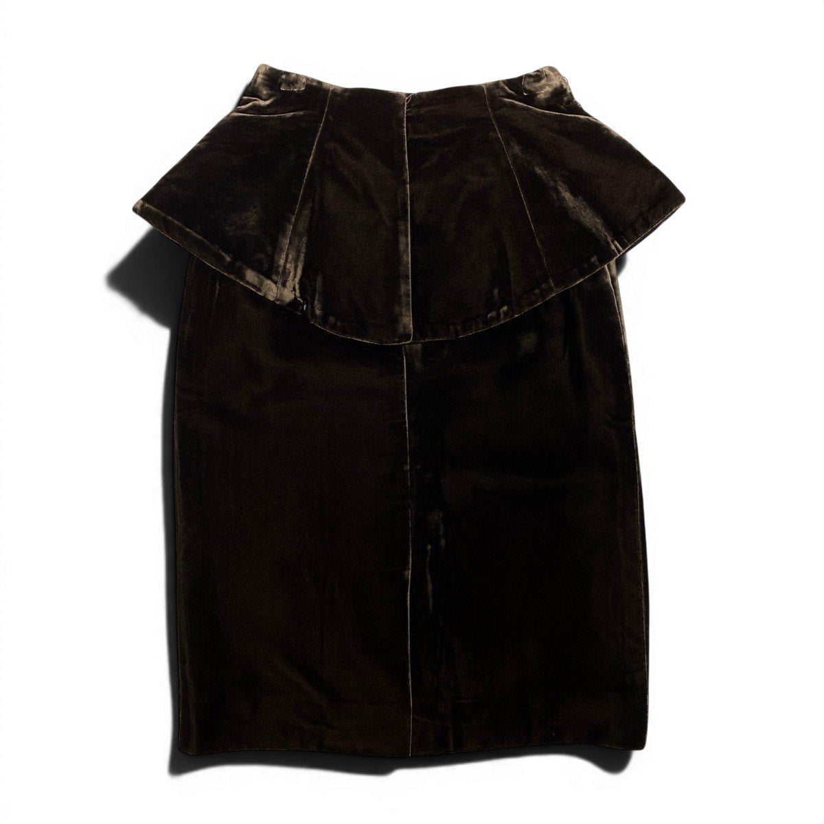 61e19 【美品】 Christian Dior クリスチャンディオール ヴィンテージ ベロア デザインスカ－ト ミディ丈 サイズS 光沢ブラウン レディース 女性服u02t