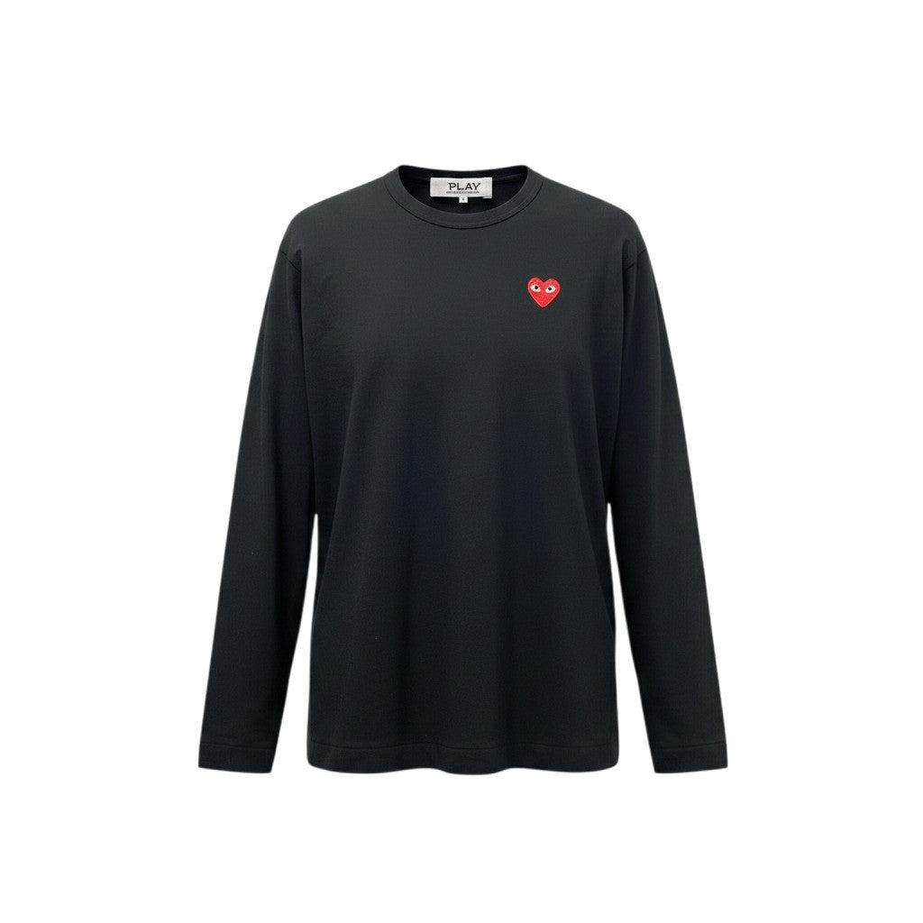 32e16 PLAY COMME des GARCONS プレイコムデギャルソン 長袖Tシャツ ロングスリーブTシャツ 胸元ワッペン AD2020 Lサイズ ブラック コットン100％ メンズo07t