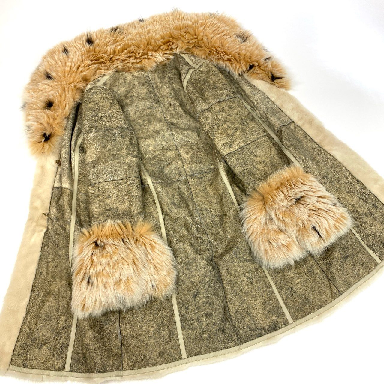 35k2《超希少》 リンクス × ミンク ロングコート 92cm ホワイト 最高級本毛皮 LYNX × MINK FUR リアルファーt18r