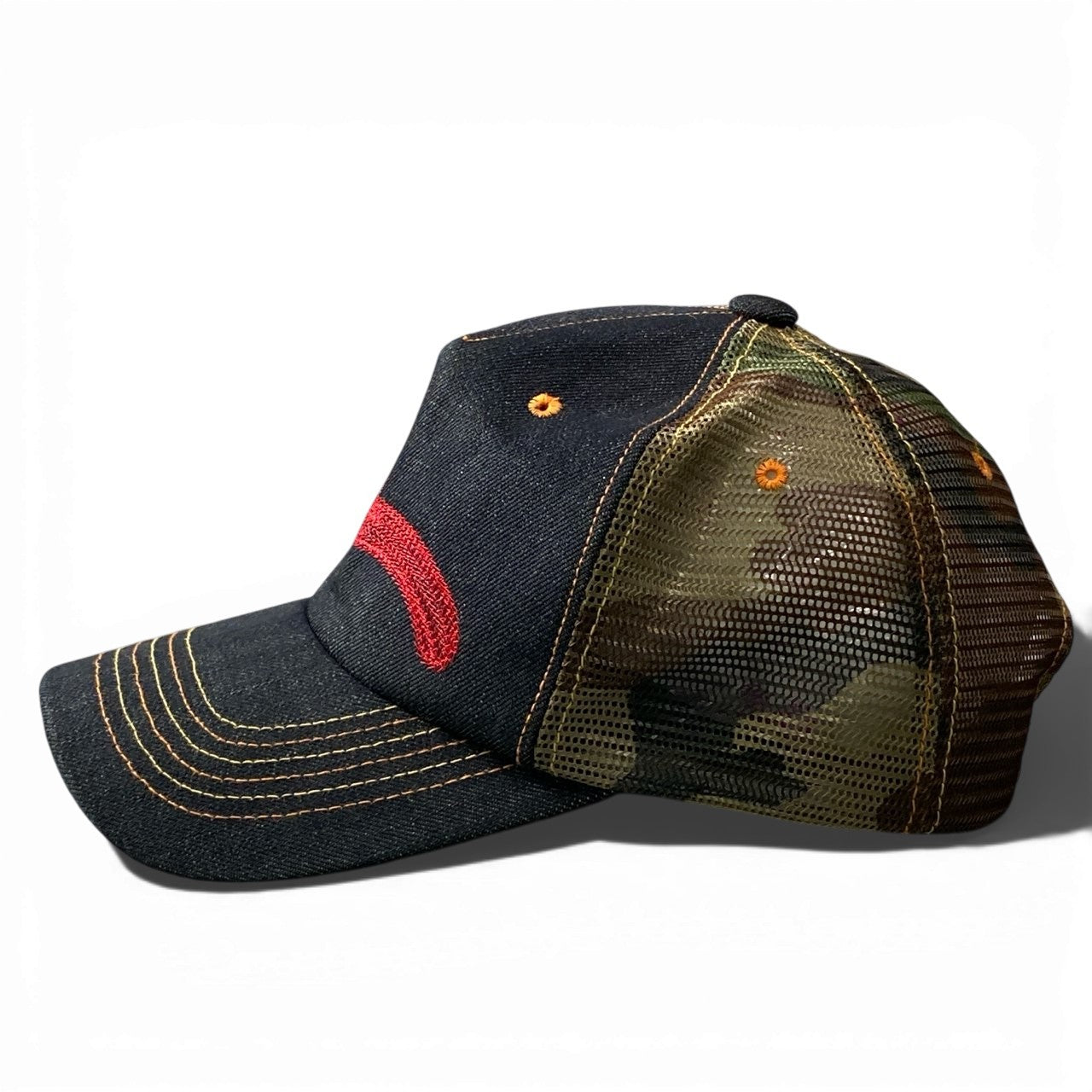 b2 EVISU エヴィス カモメ デニムメッシュキャップ サイズF インディゴ レッド カーキ 迷彩 カモフラ 帽子