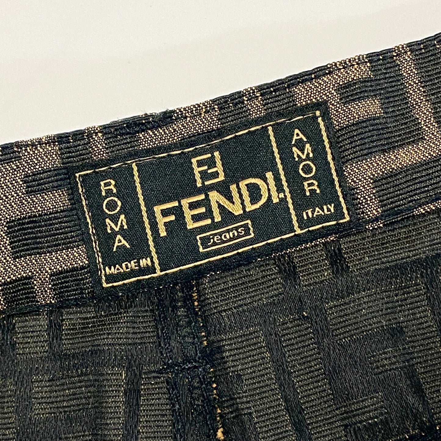 41a24 イタリア製 FENDI フェンディ ズッカ柄 ロングスカート ボトムス ダブルウエスト スリッド 42 ブラウン