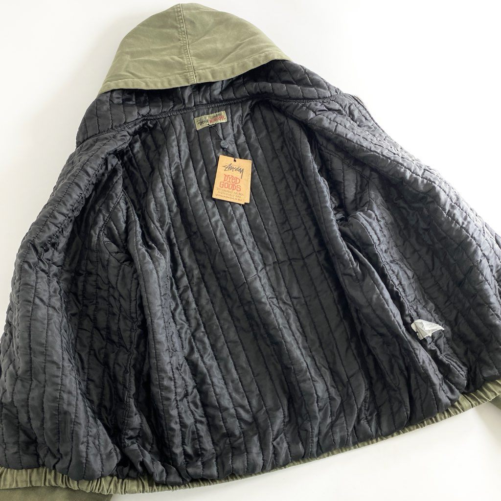 74g2 タグ付 【美品】 STUSSY ステューシー Canvas Insulated Work Jacket ワークジャケット キャンバス ロゴ刺繍 23F115716 Lサイズ カーキ コットン