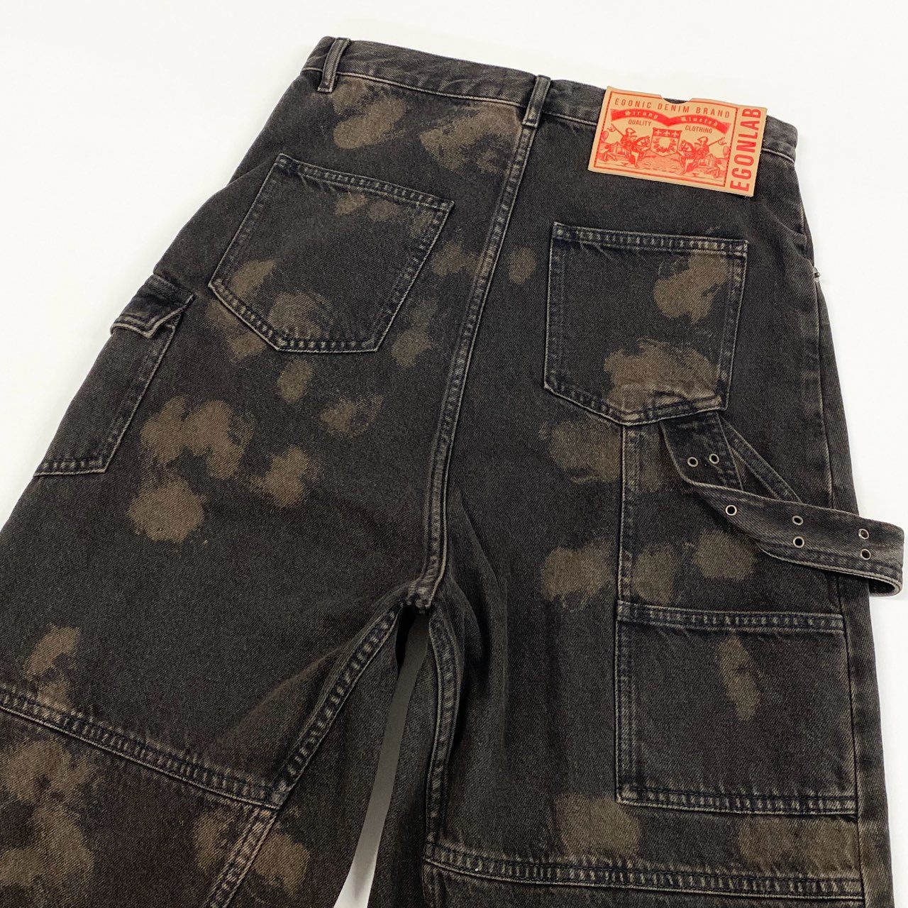 Mb16《美品》 EGONLAB エゴンラボ 2024AW CARGO ELEVATED カーゴパンツ デニムパンツ ダメージ加工 S ブラウン系 コットン メンズu02t