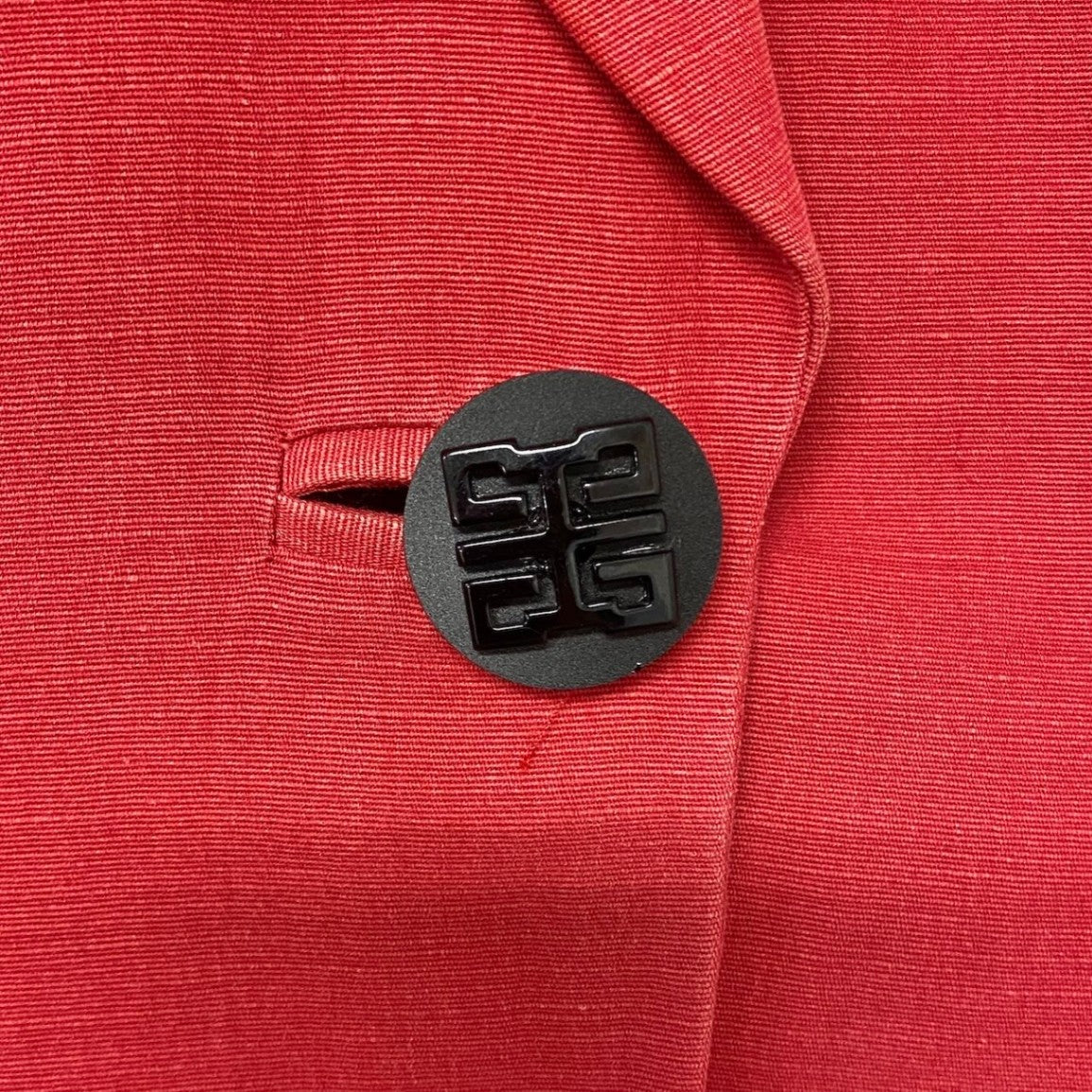 62i1 GIORGIO ARMANI ジョルジオアルマーニ テーラードジャケット コットンリネン混 バイカラー サイズ38 レッド ブラック レディースu02t
