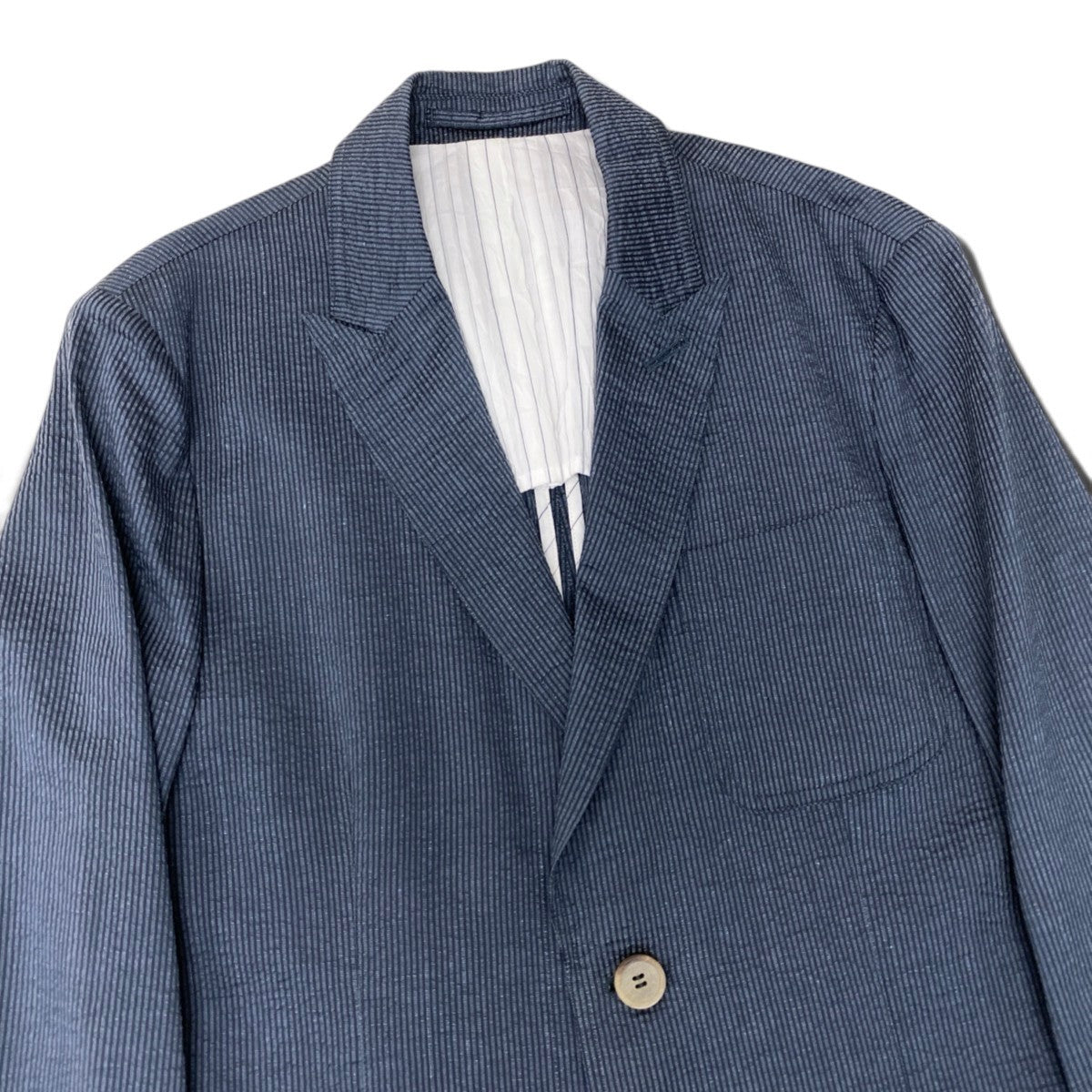 45j8 GIORGIO ARMANI ジョルジオアルマーニ 黒タグ 本切羽 薄手テーラードジャケット ブレザー サイズ50 ブルーt18r