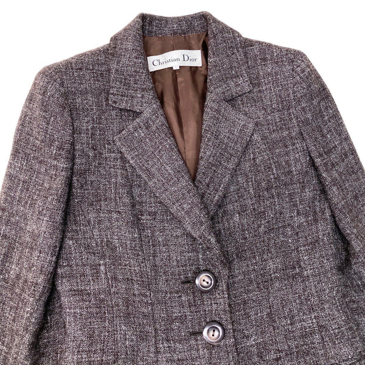 78h21 Christian Dior クリスチャンディオール テーラードジャケット ジャケットコート ウールブレンド サイズ11 ブラウン系 レディースu02t