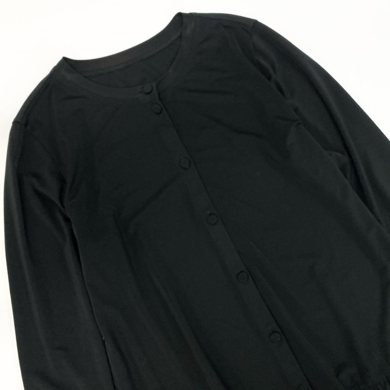 67k20 TOUKO 1er VOL トクコプルミエヴォル ロング フリルカーディガン 長袖 ストレッチ○ くるみボタン レディース 女性用 9 ブラックu02t