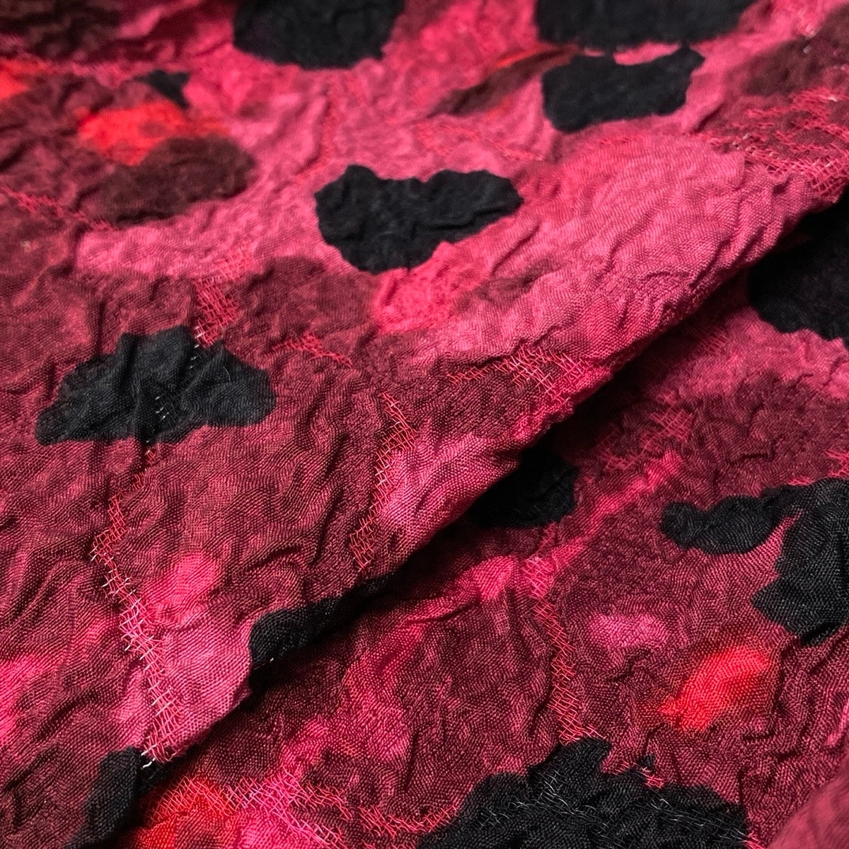 31h18 Christian Dior クリスチャンディオール 長袖ロングワンピース 総柄 バックボタン フレアスカート シルクワンピース レッド ブラック レディース 女性用o07t