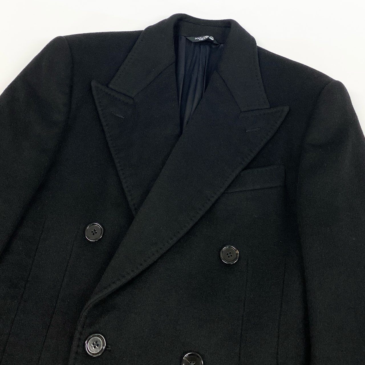 14Ⅼ1《美品》 DOLCE&GABBANA ドルチェアンドガッバーナ カシミヤ ダブルフェイスロングコート サイズ46 ブラック CASHMERE LONG COATt18r