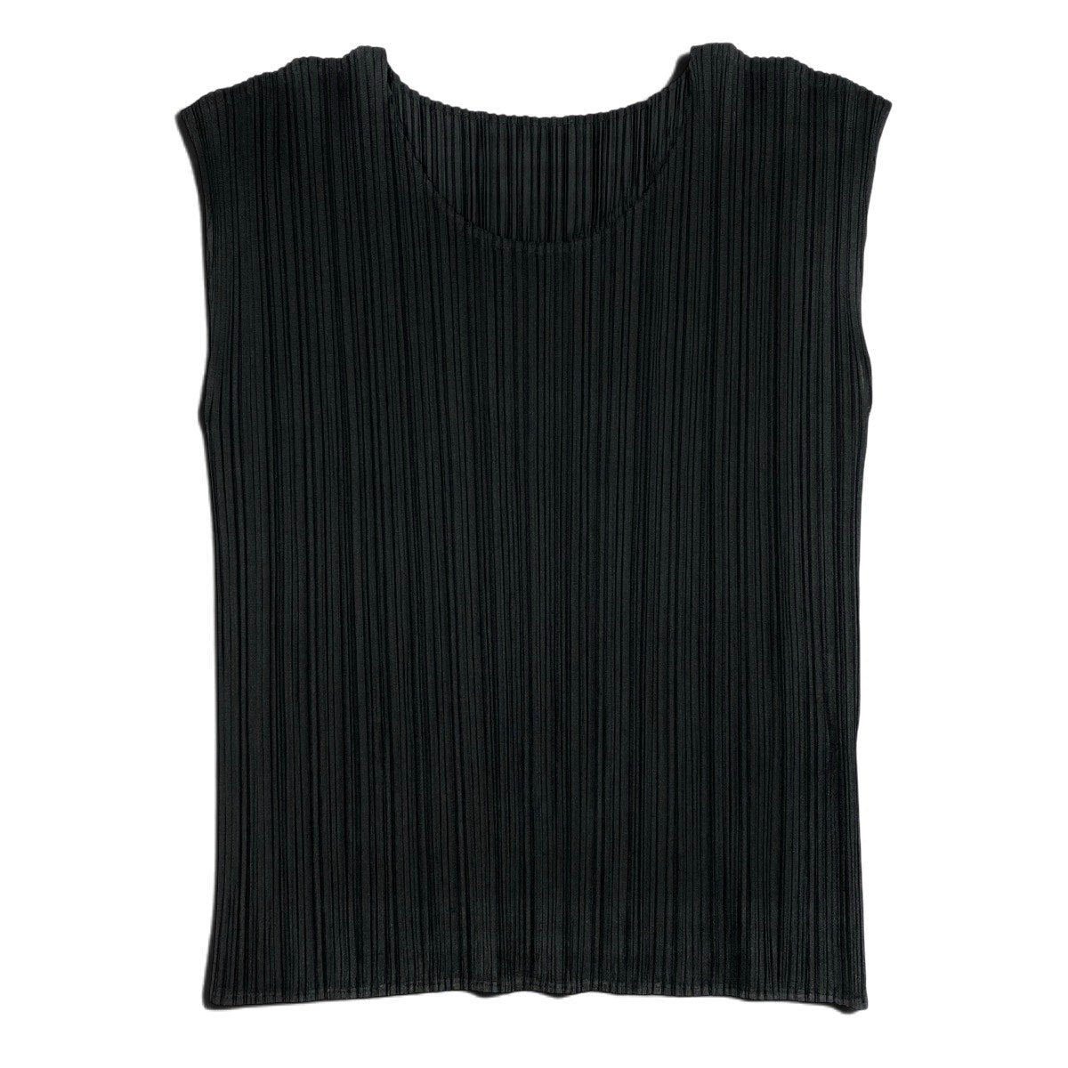 Ah28 PLEATS PLEASE プリーツプリーズ ノースリーブ プリーツカットソー サイズ3 ブラック ポリエステル レディースo07t