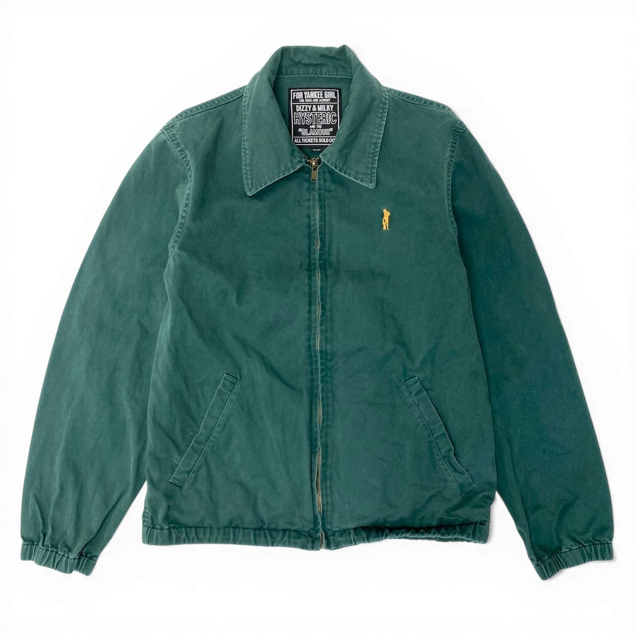 42c26 HYSTERIC GLAMOUR ヒステリックグラマー ヒスガール スイングトップ ジャケット サイズS グリーン ユーズド加工 ブルゾンt18r
