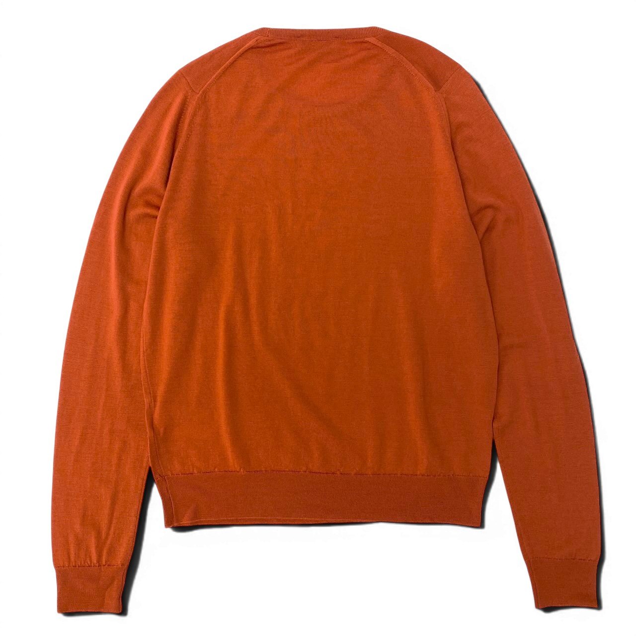 56e12 JOHN SMEDLEY ジョンスメドレー ロングスリーブニットセーター イングランド製 Lサイズ オレンジ ウール100％ レディース 女性用u02t