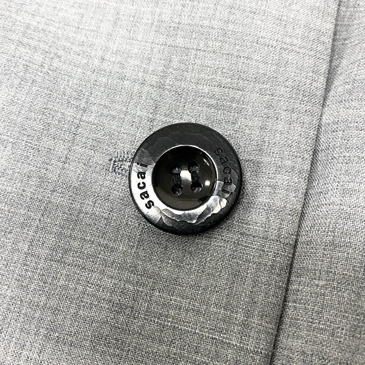 75c4 sacai サカイ Suiting Mix Jacket テーラードジャケット レイヤードジャケット 21-05648 2サイズ グレー レディース 女性用o07t