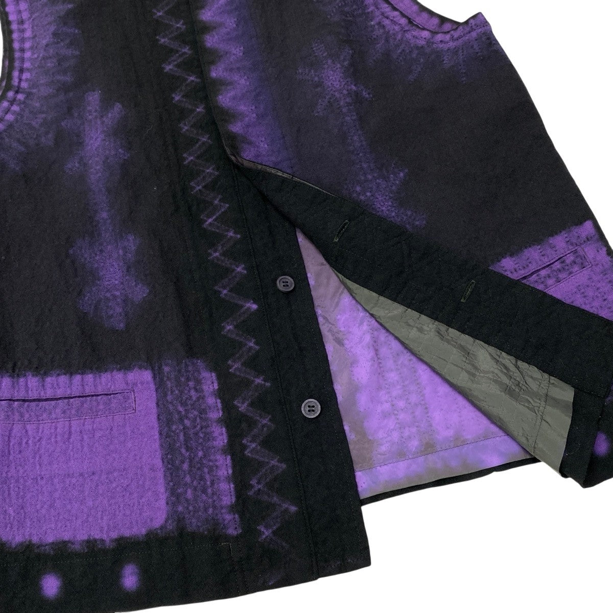 j23 【美品】ISSEY MIYAKE HaaT スカートセットアップ 幾何学転写デザインベスト ロング巻きスカート HA03FE581 2サイズ ブラック パープル レディース 女性用u02t