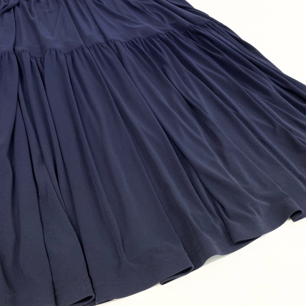 83L23 TOKUKO 1er VOL トクコプルミエヴォル ノースリーブロングワンピース フレアワンピース フーディー ストレッチ素材 9サイズ ネイビー レディースu02t