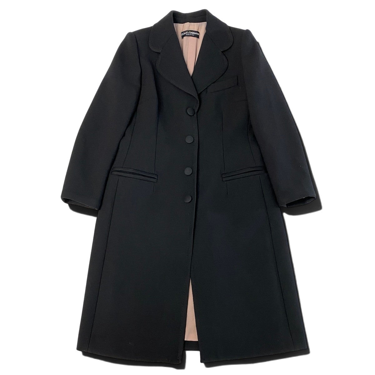 j26 DOLCE＆GABBANA チェスターコート ロングコート イタリア製 42サイズ ブラック レディース 女性用u02t