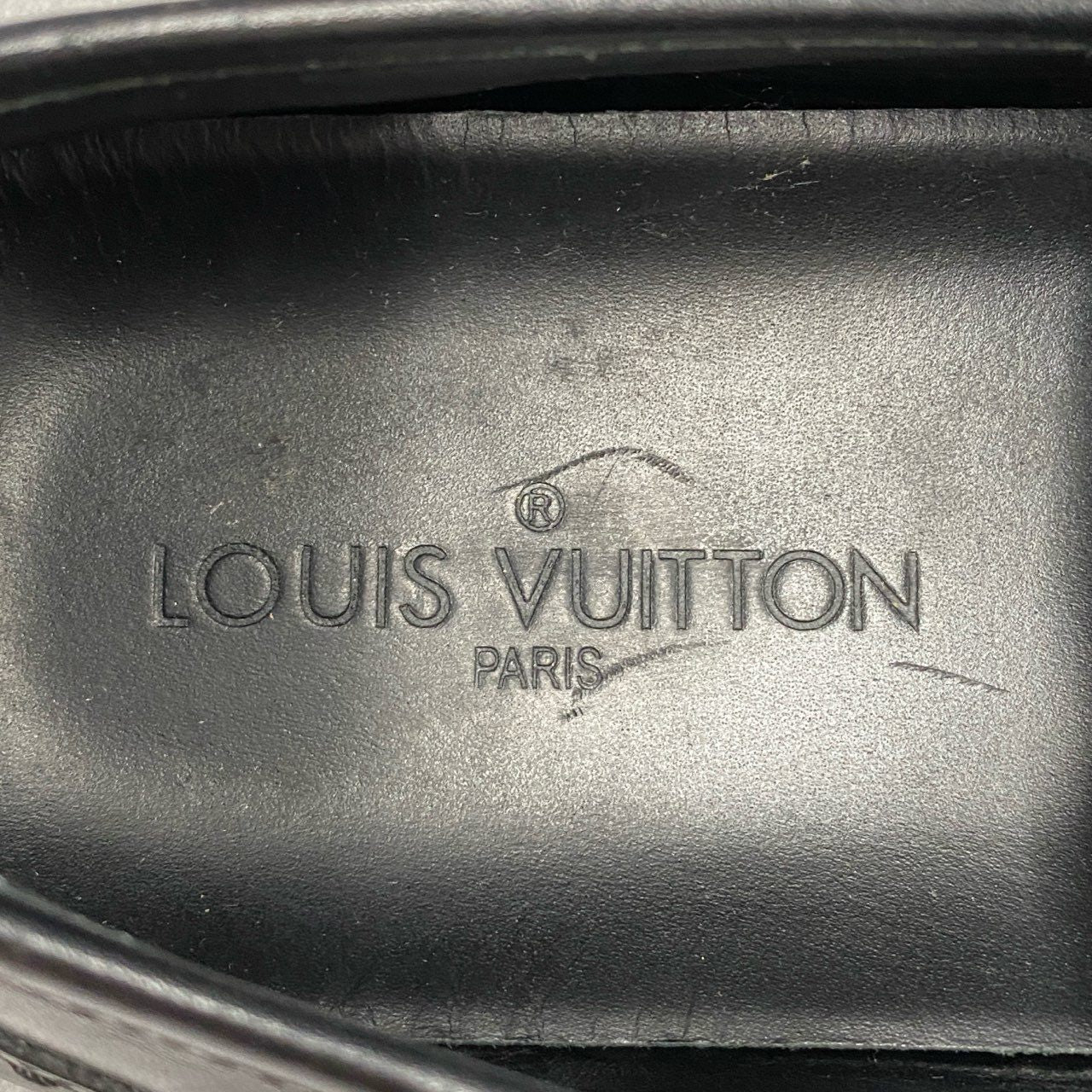 3i27 LOUIS VUITTON ルイヴィトン LVロゴ ドライビングシューズ ローファー スリッポン イタリア製 7 ブラック レザー