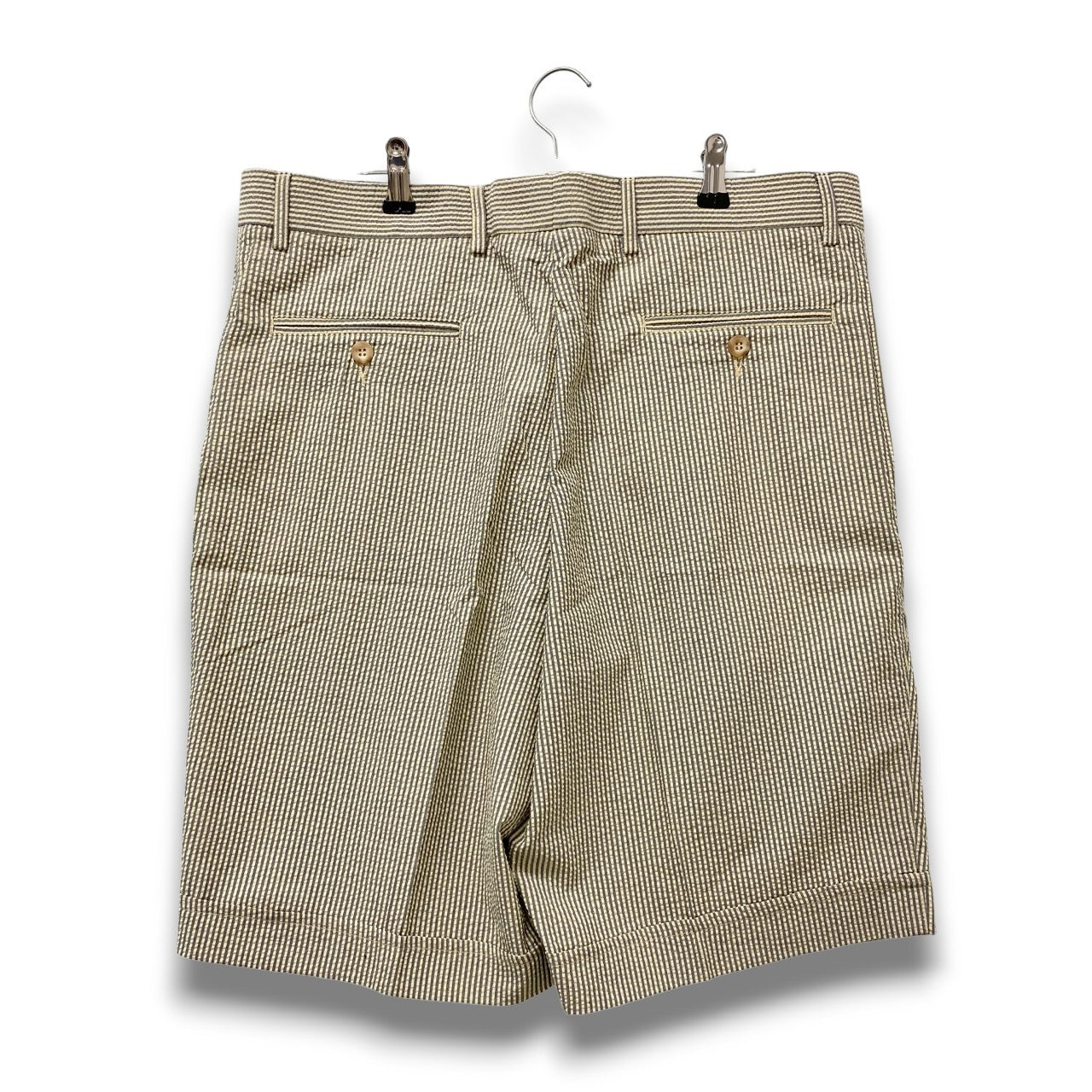 61c6 【美品】Giad's SPORT ジャブス ハーフパンツ ボトムパンツ シアサッカー ストライプ 13204 52サイズ アイボリー ブルー メンズ 男性用u02t