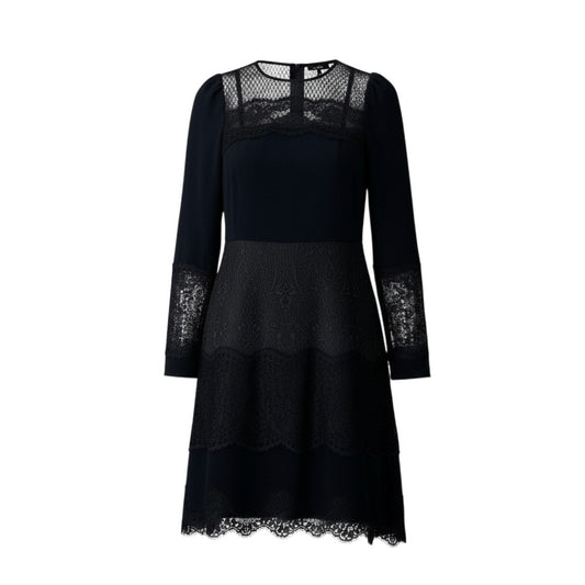 e10 DOLCE&GABBANA レースドレス レース切替ワンピース パフスリーブ イタリア製 36サイズ ブラック 画像参照 レディース 女性用k02i