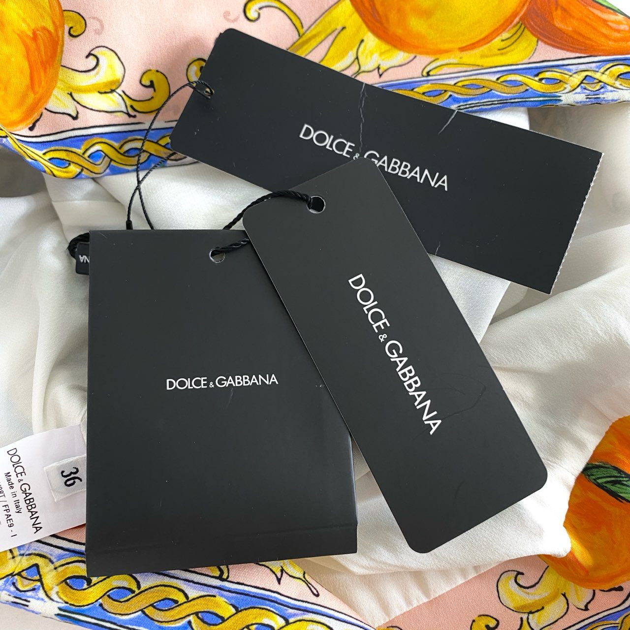 59g26 《未使用保管品》 タグ付 イタリア製 DOLCE&GABBANA ドルチェアンドガッバーナ マヨリカ 総柄プリント スカート ボトムス  F4V38T 36 マルチカラー シルク