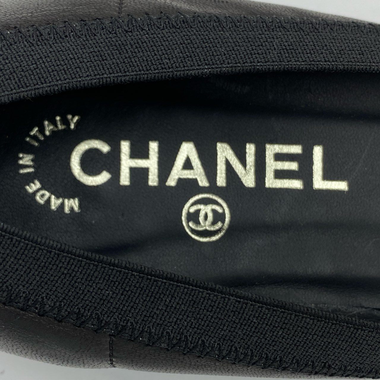 5h29《美品》 CHANEL シャネル ココマーク フリルレザー バレエシューズ G26480 37 ブラック ラムレザー フラットパンプス バレリーナ 箱 保存袋付属t18r