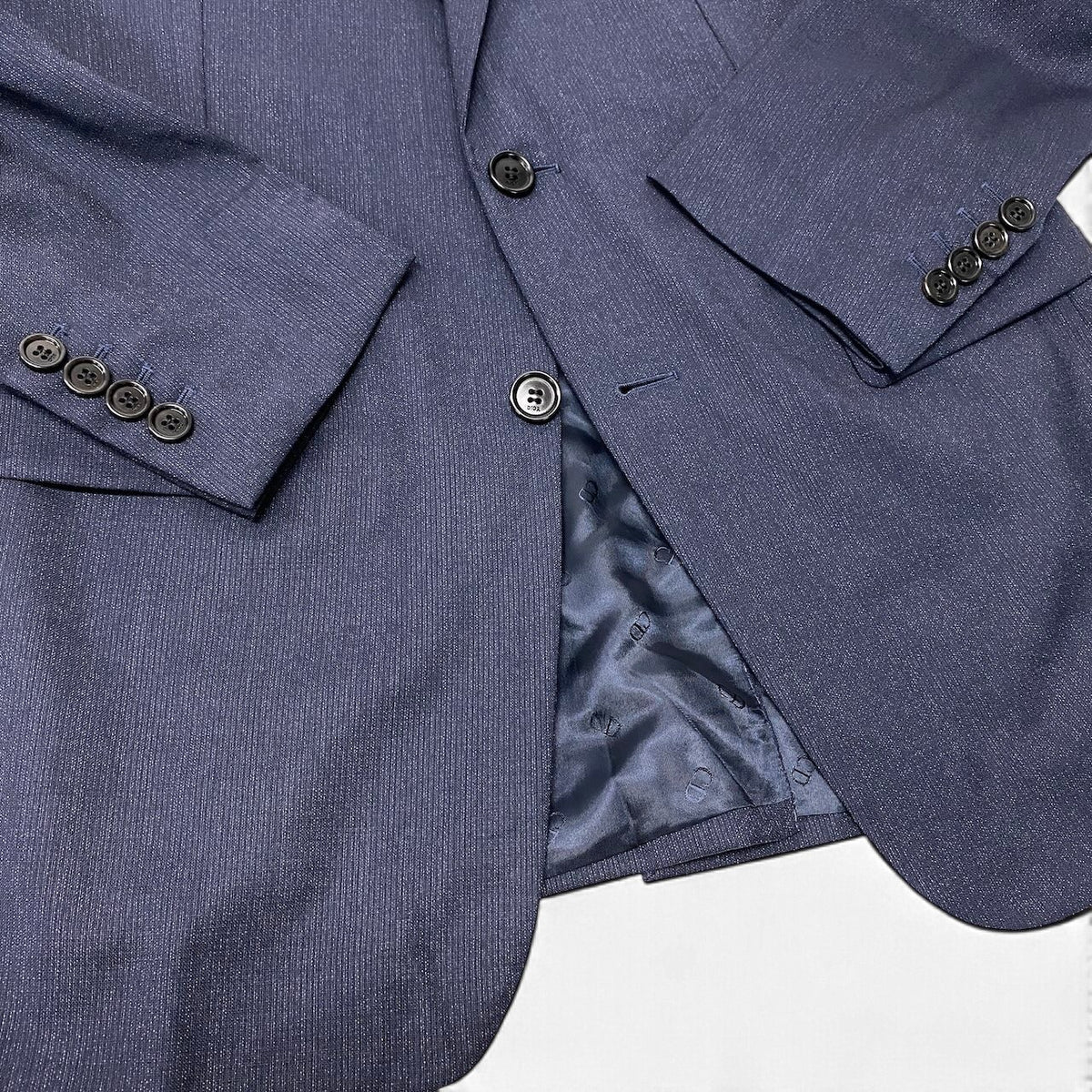 29j15 【極美品】 DIOR ディオール テーラードジャケット シングル 2B  サイズ48C ネイビー ウール100％ メンズu02t