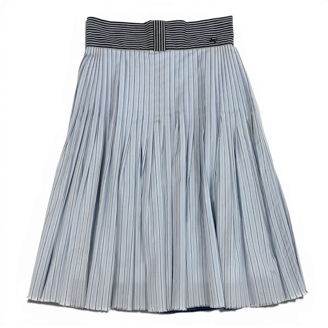 Cb9 《美品》 CHANEL シャネル 2008 クルーズライン タックプリーツスカート フレアスカート P32213 34 ブルー コットン レディースta1