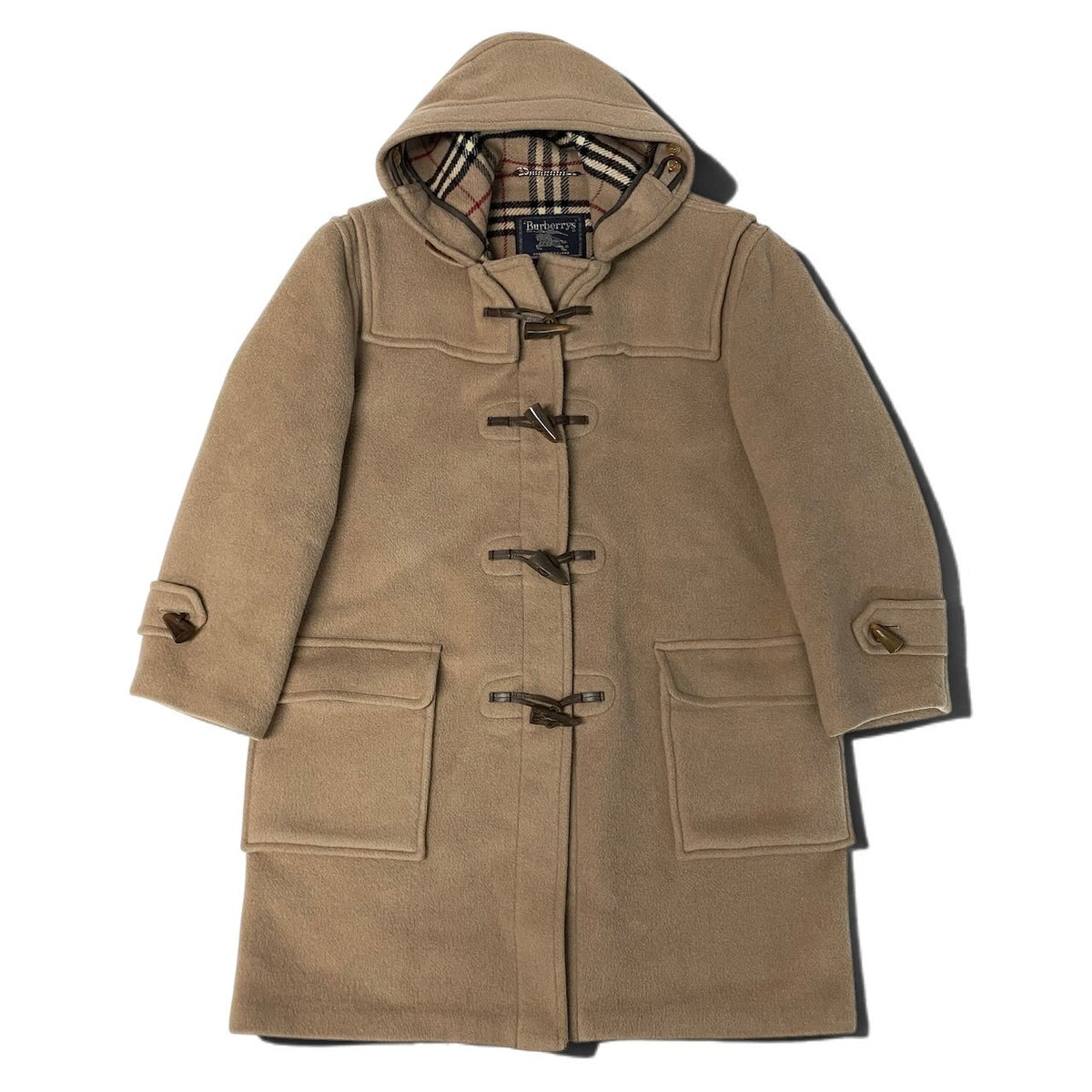j29 Burberrys ダッフルコート ノバチェック アウター イングランド製 ベージュ ウール100％ メンズ 男性用u02t