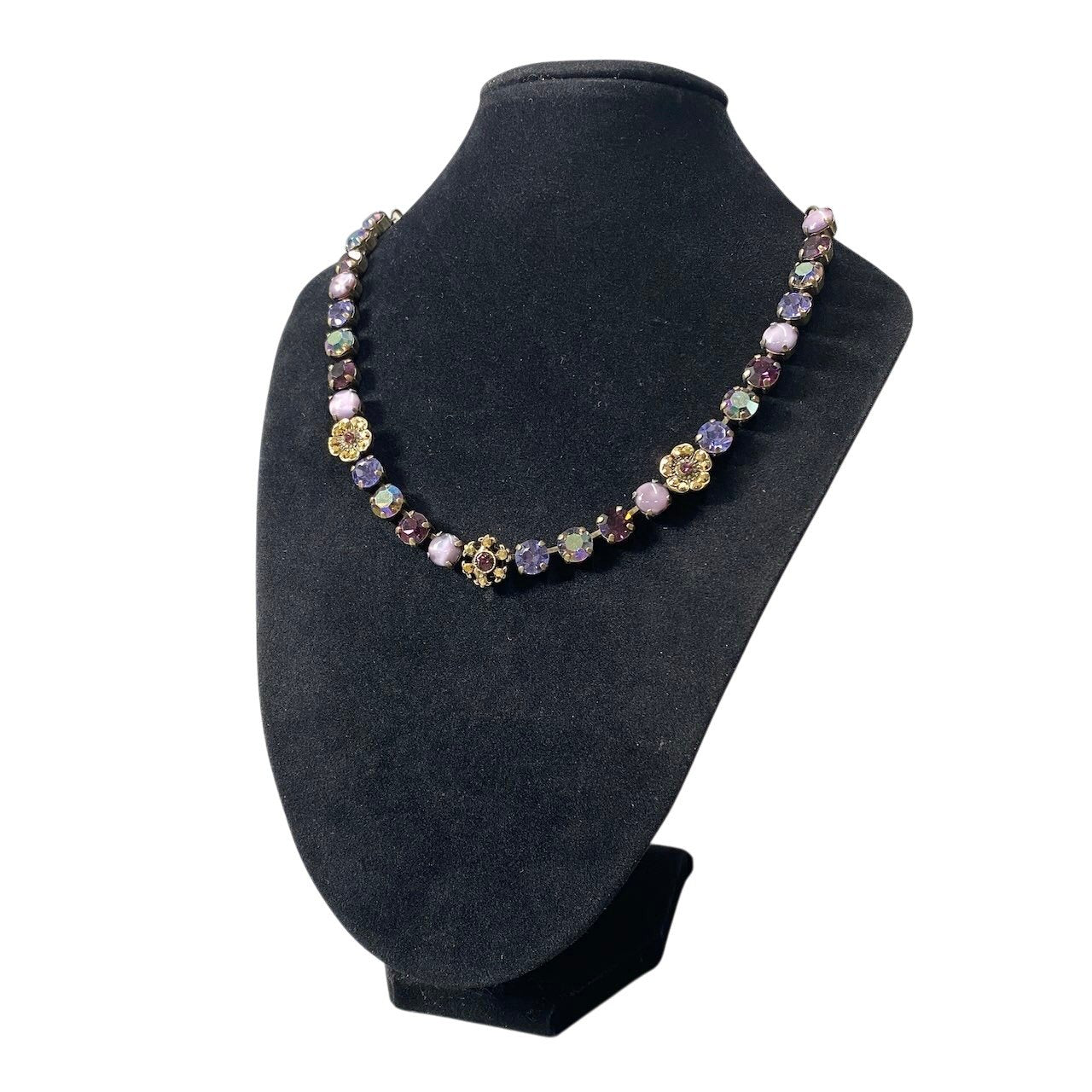 h11 22 《美品》 Mariana マリアナ 天然石 × クリスタル ビジュー パープル アクセサリー ジュエリー アンティークt18r