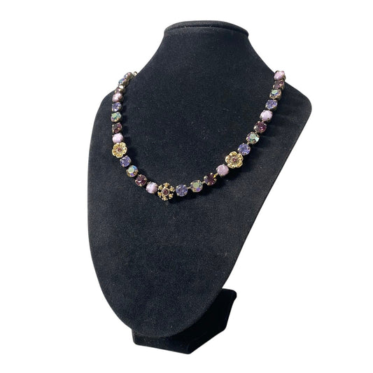h11 22 《美品》 Mariana マリアナ 天然石 × クリスタル ビジュー パープル アクセサリー ジュエリー アンティークt18r